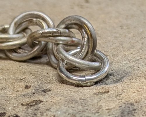 Judy Larson's Double Link Chain - , Chain Maille Jewelry, Making Chain, Chain Making , Butane Torch, Soldering, Solder, Chain Maille, chain mail, chainmaille, chainmail, , Place the piece on the soldering surface.